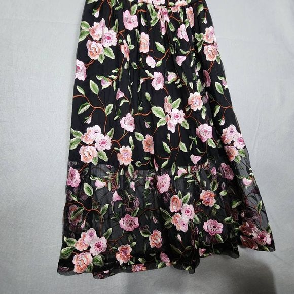 Crosby Womens Dress Midi Black Embroidered Floral Mollie Burch- Size 4 - Picture 4 of 13